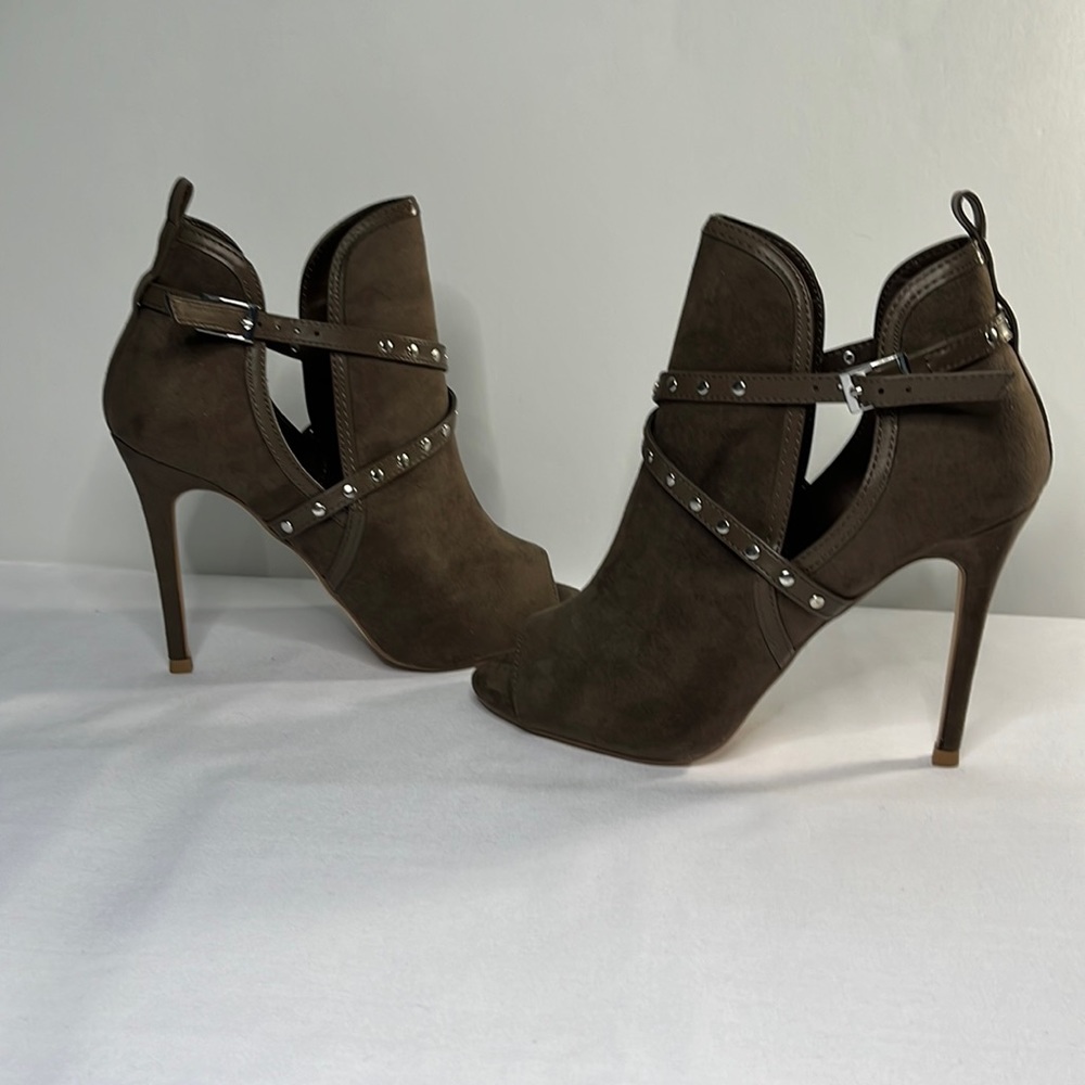 Suede Peep Toe Booties Size 7.5